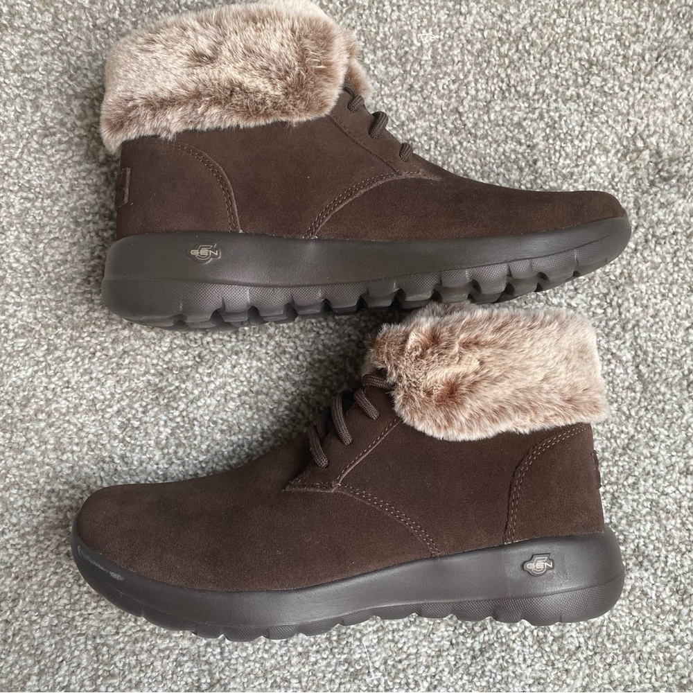 Skechers On-the-Go Joy Plush Dreams Bootie in Dark Brown